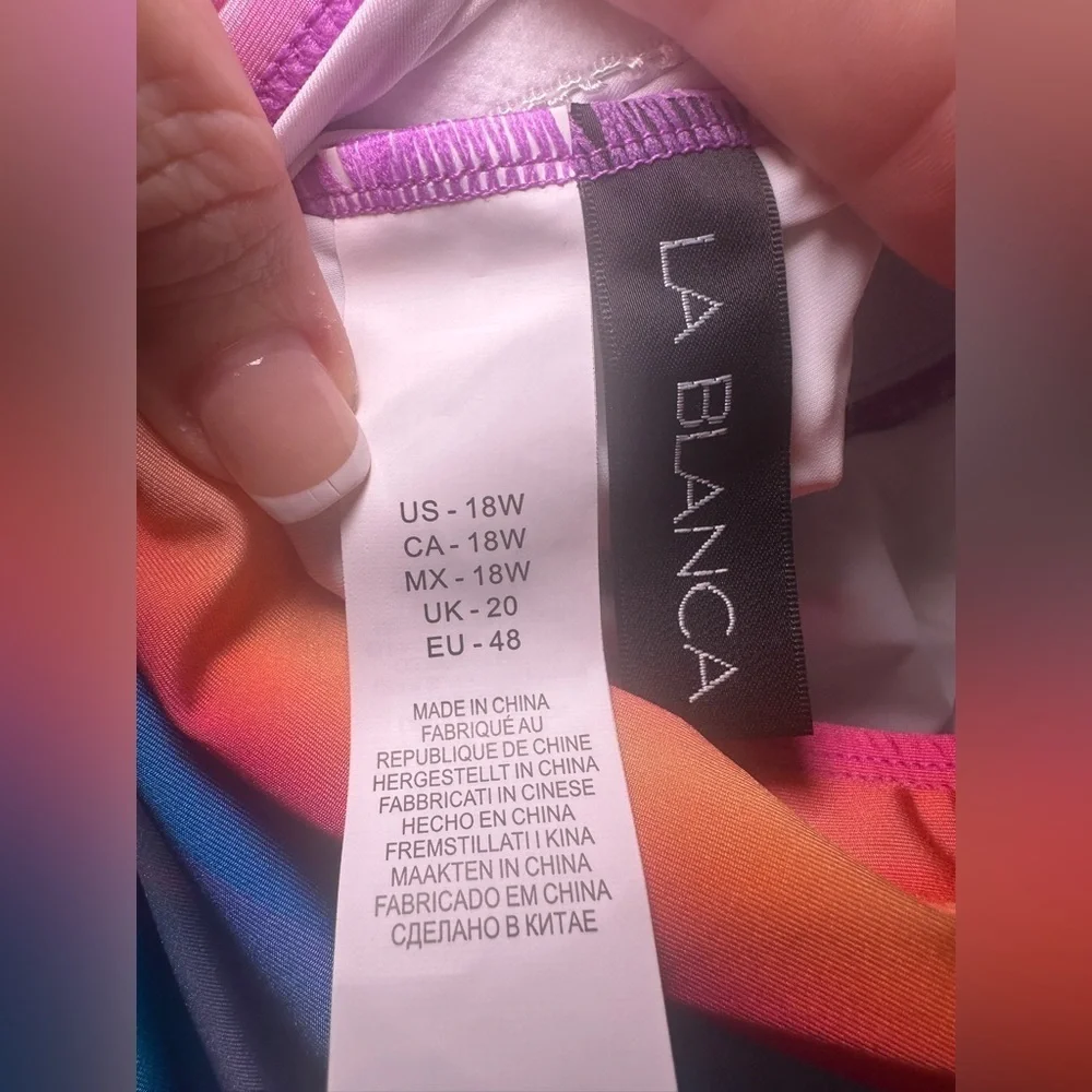 La Blanca Sunset Shores Halter Tankini Colorful Molded Cups TOP ONLY W18